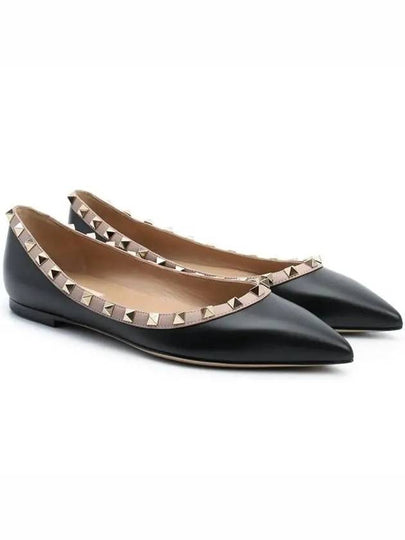 Rockstud Ballerina Flats Black - VALENTINO - BALAAN 2