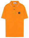 Stretch Cotton Pique Short Sleeve Polo Shirt Orange - STONE ISLAND - BALAAN.