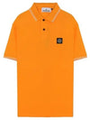 Stretch Cotton Pique Short Sleeve Polo Shirt Orange - STONE ISLAND - BALAAN 1