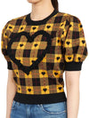 Heart Plaid Print Short Sleeve Knit Top Yellow - ALESSANDRA RICH - BALAAN 3