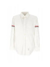 Oxford Striped Grosgrain Armband Classic Long Sleeve Shirt White - THOM BROWNE - BALAAN 2