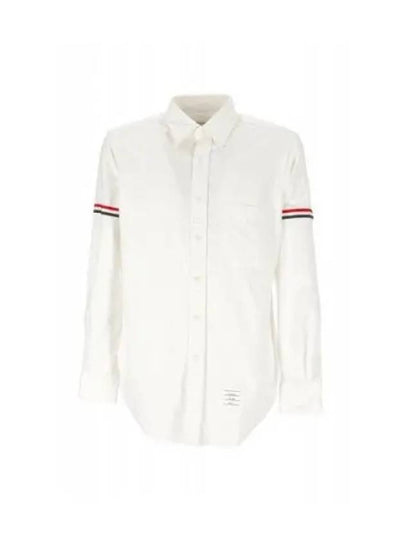 Oxford Striped Grosgrain Armband Classic Long Sleeve Shirt White - THOM BROWNE - BALAAN 2