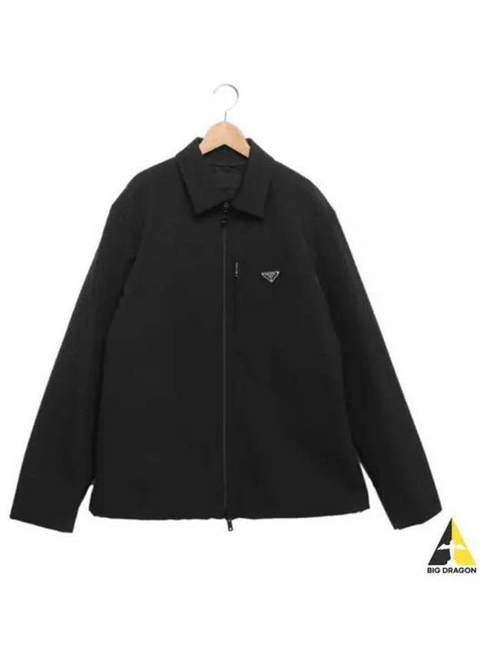 Triangle Logo Shirt Zip Up Jacket Black - PRADA - BALAAN 2