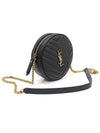 610436 Black Grande Poudre Embossed Leather Gold Logo Vinyl Round Camera Cross Bag - SAINT LAURENT - BALAAN 3