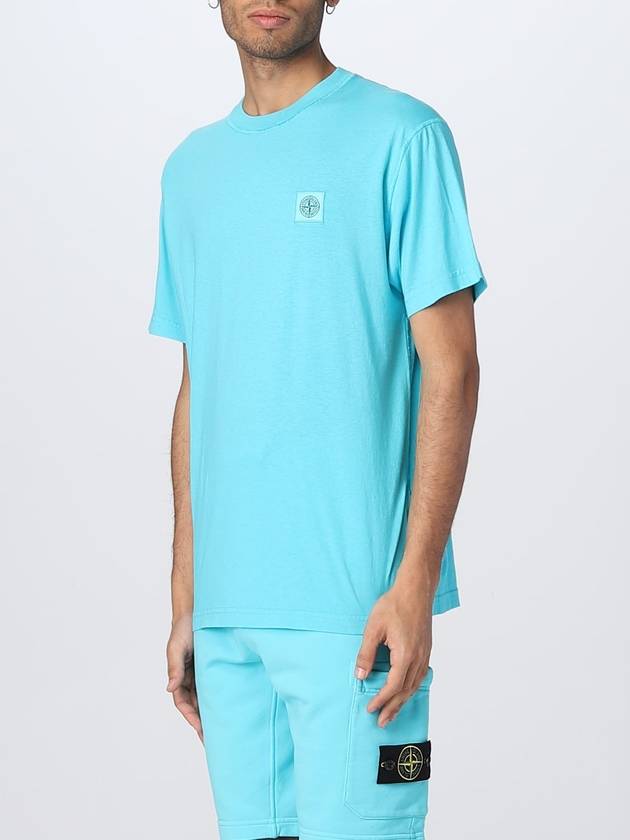 Pisato Effect Logo Patch Short Sleeve T-Shirt Turquoise - STONE ISLAND - BALAAN 4