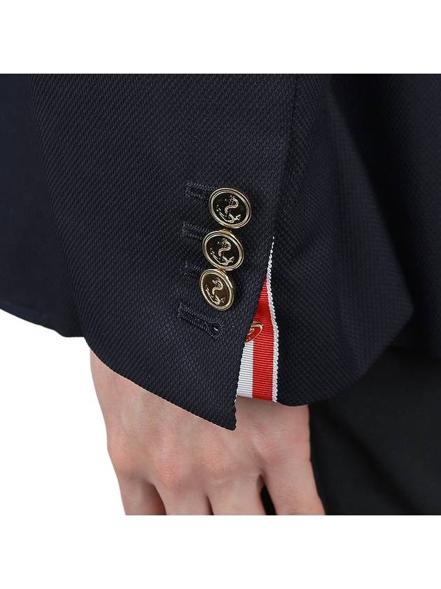 Men's Wool Pique Shooting Single Jacket Navy - THOM BROWNE - BALAAN 8