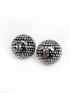 earrings metal resin diamante silver black crystal - CHANEL - BALAAN 5