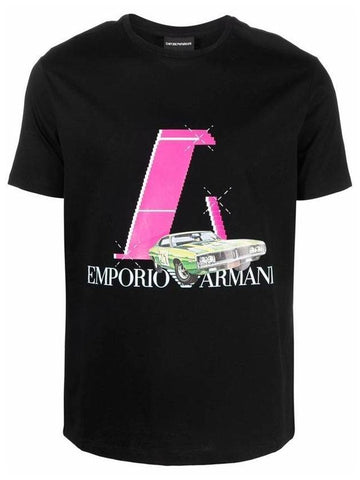 Racing Print Short Sleeve T-Shirt Black - EMPORIO ARMANI - BALAAN 1