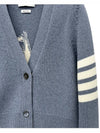 Women's Fine Merino Jersey Sailboat 4 Bar Boxy V Neck Cardigan Dark Blue - THOM BROWNE - BALAAN 4