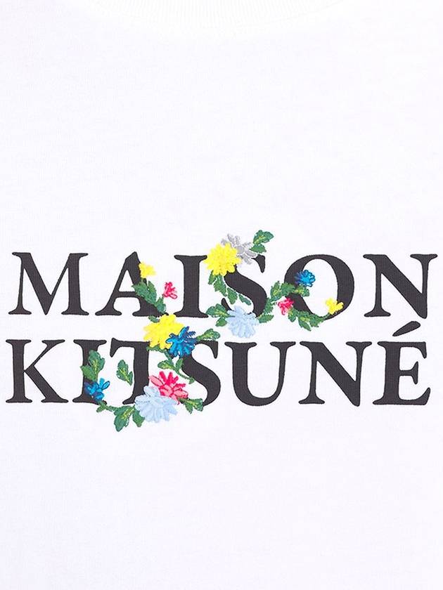 Flowers Oversized Short Sleeve T-Shirt White - MAISON KITSUNE - BALAAN 4