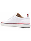 Women's Vitello Calfskin Mesh Striped Rubber Cupsole Low Top Sneakers White - THOM BROWNE - BALAAN 4