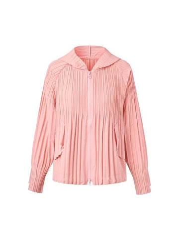 Women's Puff Volume Pleated Hooded Jumper Pink - MONPLISSE - BALAAN 1