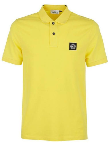 Men's Logo Patch Cotton Polo Shirt Yellow - STONE ISLAND - BALAAN 1