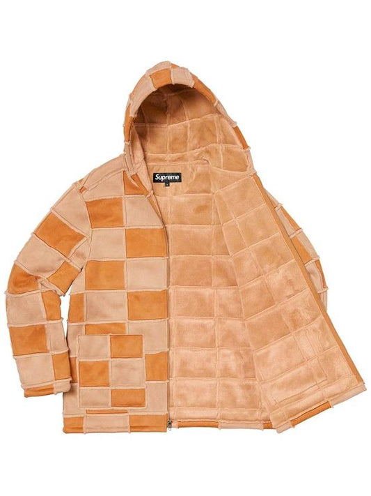 Faux Suede Patchwork Hooded Jacket Tan - SUPREME - BALAAN 1