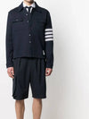 Double Face Cotton Knit 4 Bar Button Shirt Jacket Navy - THOM BROWNE - BALAAN 3