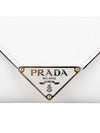 Triangle Logo Saffiano Chain Clutch Bag White - PRADA - BALAAN 8