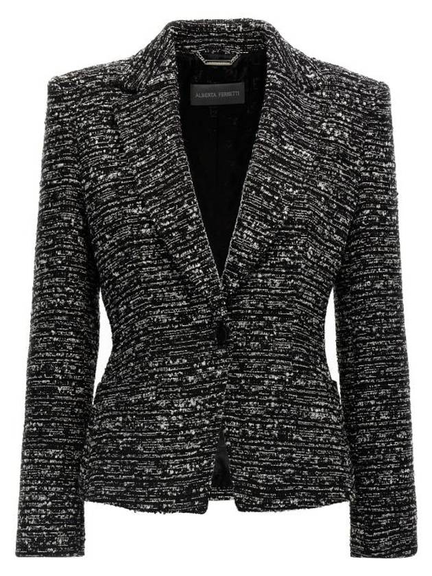 Boucle single breasted blazer jacket black - ALBERTA FERRETTI - BALAAN 1