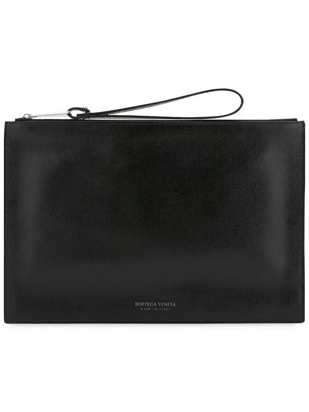 Leather Strap Clutch Bag Black - BOTTEGA VENETA - BALAAN 2