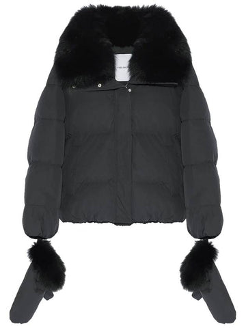 Technical fox fur down padding YV00266DOLU C99 NOIR YVC020bk - YVES SALOMON - BALAAN 1