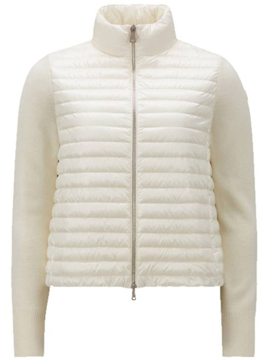 Women's High Neck Wool Padded Cardigan White - MONCLER - BALAAN 2