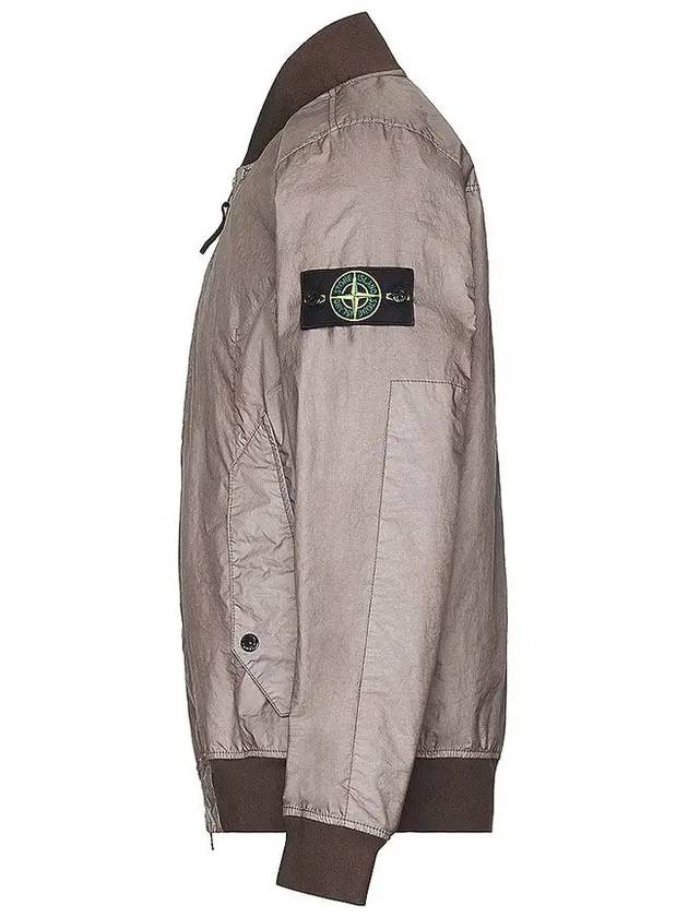 Men's Wappen Patch Zip-Up Bomber Jacket Grey Brown - STONE ISLAND - BALAAN 4