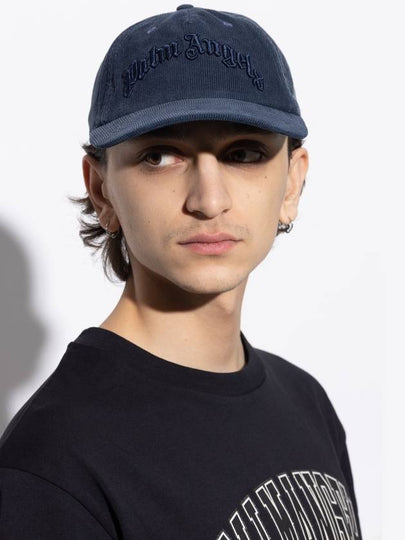 Palm Angels Corduroy Cap, Men's, Navy Blue - PALM ANGELS - BALAAN 2