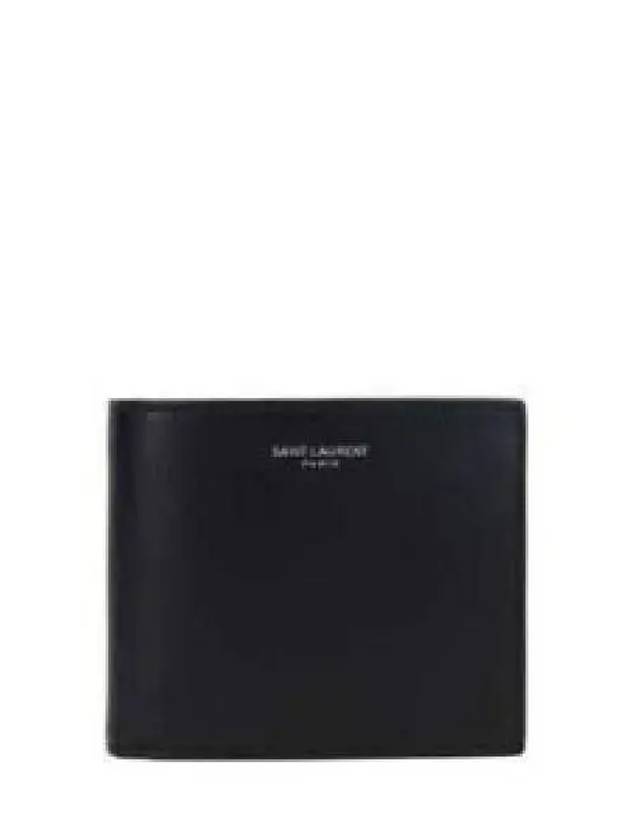 Smooth Leather Classic Logo Half Wallet Black - SAINT LAURENT - BALAAN 2