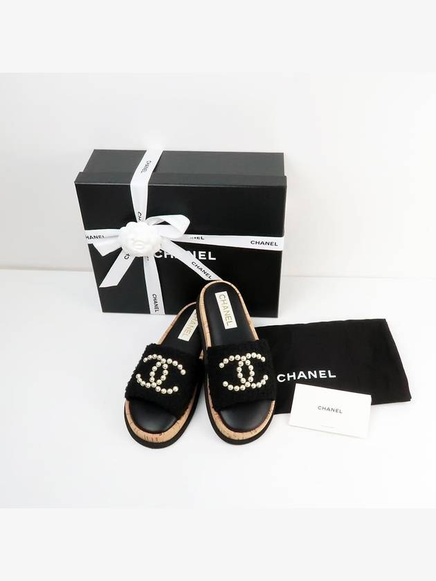 Pearl CC Logo Tweed Slippers G45575 B16466 94305 - CHANEL - BALAAN 9