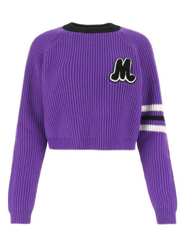 M Logo Wool Knit Top Purple - MIU MIU - BALAAN.