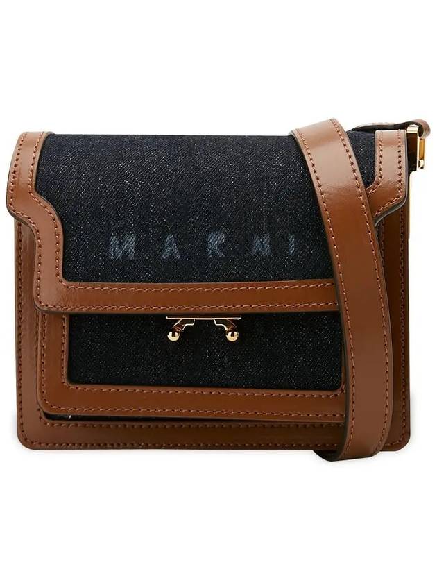 Denim Leather Trunk Cross Bag Brown - MARNI - BALAAN 4