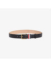 Men's Three Stripes Tab Pebbled Leather Belt Black - THOM BROWNE - BALAAN 3