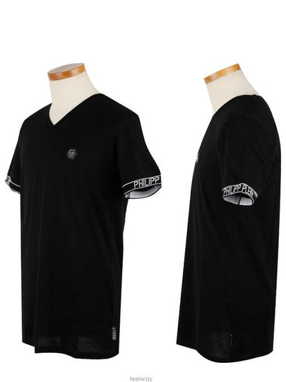 Jacquard Logo Lettering Cotton Short Sleeve T-shirt Black - PHILIPP PLEIN - BALAAN 2