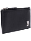 TB Logo Zipper Calfskin Card Wallet Black - BURBERRY - BALAAN 4