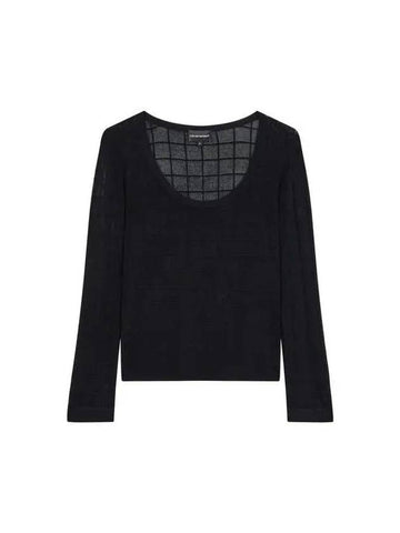 Women s See through Check Tissue Knit Black - EMPORIO ARMANI - BALAAN 1