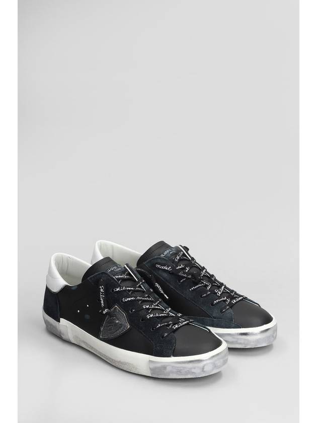 Men's PRSX Leather Low Top Sneakers Black - PHILIPPE MODEL - BALAAN 3