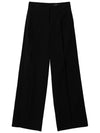 Meryl low rise pin tuck hem side slits straight semi wide slacks black MERYL15BK - RAMUSTUDIO - BALAAN 1
