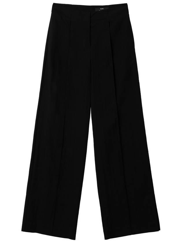 Meryl low rise pin tuck hem side slits straight semi wide slacks black MERYL15BK - RAMUSTUDIO - BALAAN 1