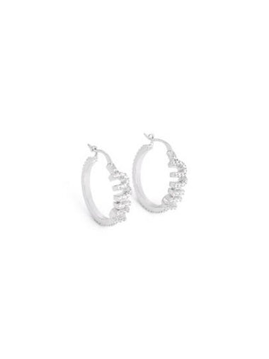 Logo Crystal Ring Earrings Silver - MIU MIU - BALAAN 1