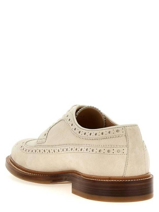 Perforated-Embellished Lace-Up Derby Beige - BRUNELLO CUCINELLI - BALAAN 4