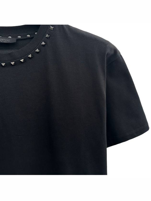 Men's Untitled Studded Crew Neck Cotton Short Sleeve T-Shirt Black - VALENTINO - BALAAN 4