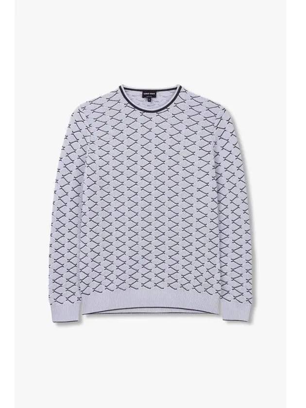 Men s Cashmere Cotton Jacquard Knit Light Purple - GIORGIO ARMANI - BALAAN 1