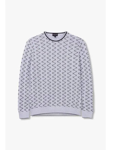 Men s Cashmere Cotton Jacquard Knit Light Purple - GIORGIO ARMANI - BALAAN 1