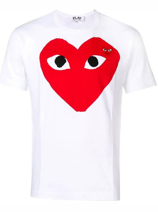 XL size white red big heart heart patch short sleeve AZT026 - COMME DES GARCONS - BALAAN 2