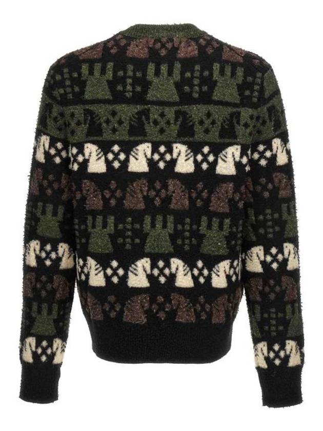 Chess Intarsia Wool Blend Knit Top Black - BURBERRY - BALAAN 3