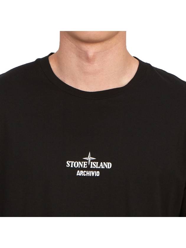 Archivio Cotton Short Sleeve T Shirt Black - STONE ISLAND - BALAAN 6