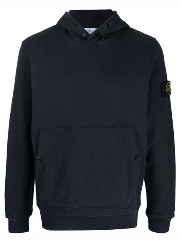 Snap Brushed Cotton Fleece Hoodie Navy - STONE ISLAND - BALAAN 2