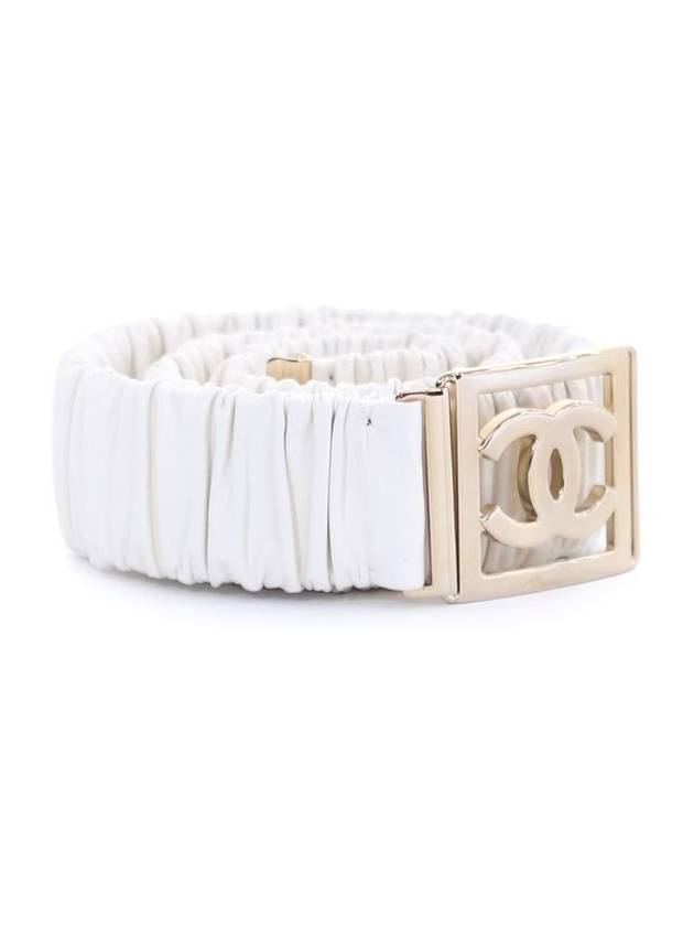 Chanel AA8782 White Banding Lambskin Gold CC Women s Belt - CHANEL - BALAAN 3