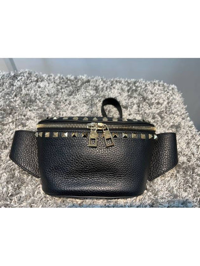 Women's Rockstud Leather Belt Bag Black - VALENTINO - BALAAN 2