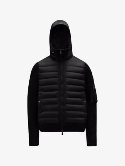 Logo Patch Padded Wool Cardigan Black - MONCLER - BALAAN 2