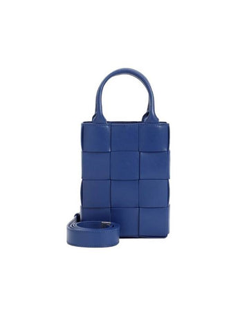 Mini Cassette North Shoulder Bag Blue - BOTTEGA VENETA - BALAAN 1